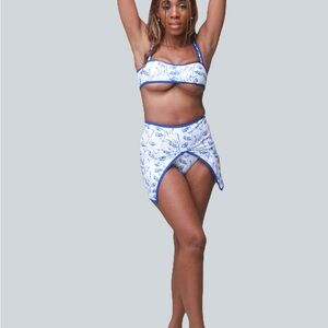 Sophia Stylish Blue and White Floral Skirt